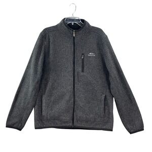 Weird Fish Fleece Jacket Mens Large Grey Waffle Knit Macaroni Mock Neck Gorpcore